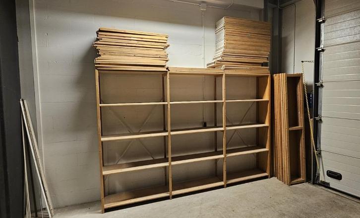 Lundia houten stellingkast/opbergwand 21m compleet *IZGS*, Huis en Inrichting, Kasten | Stellingkasten, Gebruikt, Ophalen