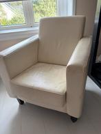 Echt lederen fauteuil, wit, Huis en Inrichting, Fauteuils, Ophalen, Gebruikt