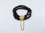 Granaten armband met gouden slot, 19 cm, Verzenden, Goud, Armband, Met edelsteen
