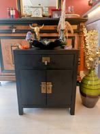 Zwart Matte Chinese Kast Nachtkastje, Ophalen, 1 of 2 laden, ., 50 tot 100 cm