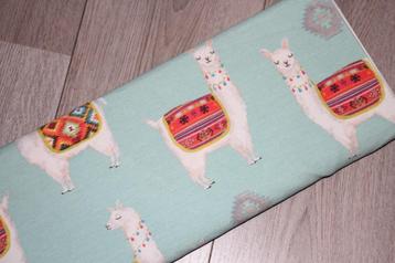 100% Canvas katoen stof - groen lama alpaca #3773 beschikbaar voor biedingen
