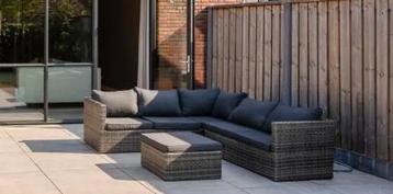Loungeset tuin hoekbank met hocker en afritsbare hoezen beschikbaar voor biedingen