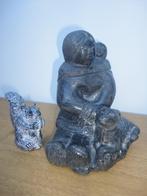 2 handgemaakte speksteen beeldjes inuit van Wolf uit Canada, Antiek en Kunst, Ophalen of Verzenden
