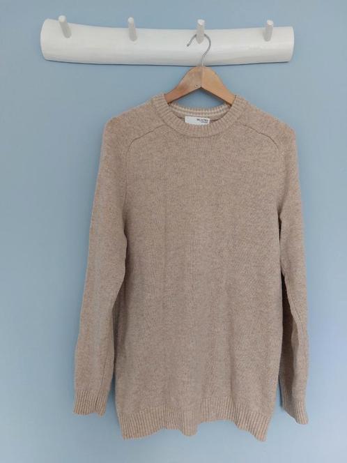 100% wol trui Selected Homme L 🌺, Kleding | Heren, Truien en Vesten, Gedragen, Maat 52/54 (L), Beige, Ophalen of Verzenden