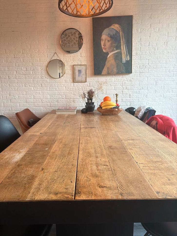 Massief Eiken Eettafel - 8 persoons, Huis en Inrichting, Tafels | Eettafels, Gebruikt, 100 tot 150 cm, 150 tot 200 cm, Vijf personen of meer