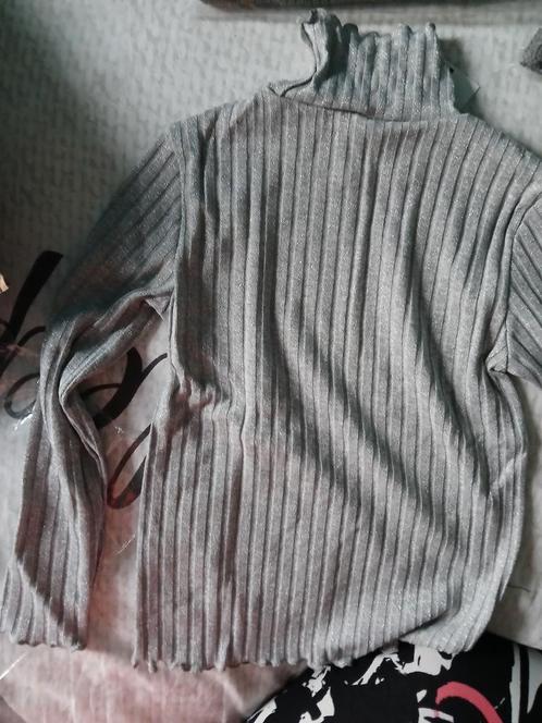 Grijs, glimmend meisjesshirt.  Maat  134/140., Kinderen en Baby's, Kinderkleding | Maat 134, Nieuw, Meisje, Shirt of Longsleeve