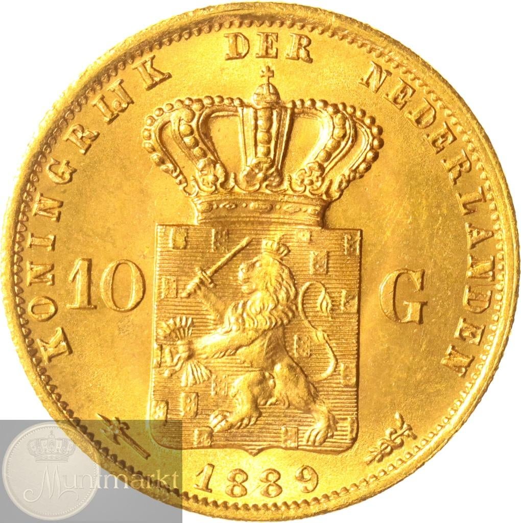 Nederland - 10 Gulden / Gouden tientje 1889 Willem III #3, Postzegels en Munten, Munten | Nederland, Koning Willem III, Losse munt