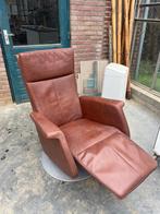 Leren relaxstoel – draaibaar en verstelbaar, Huis en Inrichting, Fauteuils, Ophalen, Gebruikt, Metaal, 50 tot 75 cm