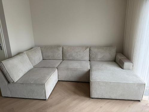 Beige ribbel bankstel, Huis en Inrichting, Banken | Bankstellen, Zo goed als nieuw, Hoekbank, Vierpersoons of meer, Ophalen of Verzenden