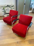Leolux Scylla fauteuils, 2 stuks rood rib als nieuw, Ophalen, Design, 75 tot 100 cm, Zo goed als nieuw