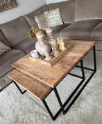 Mangohout salontafels 2x, Ophalen, 50 tot 100 cm, Rond, Zo goed als nieuw