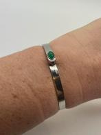 B721 Prachtige 800 zilveren armband groene steen, Sieraden, Tassen en Uiterlijk, Antieke sieraden, Ophalen of Verzenden, Zilver
