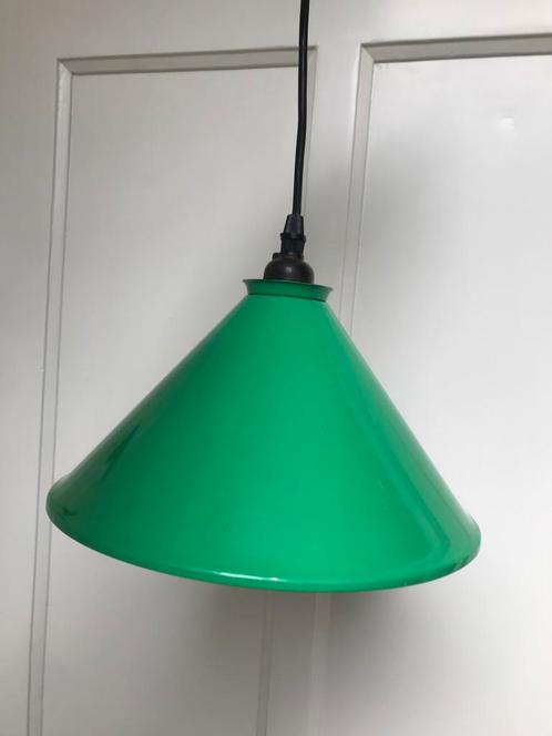 Vintage hanglamp - groen metaal, Huis en Inrichting, Lampen | Hanglampen, Gebruikt, Minder dan 50 cm, Metaal, Ophalen of Verzenden