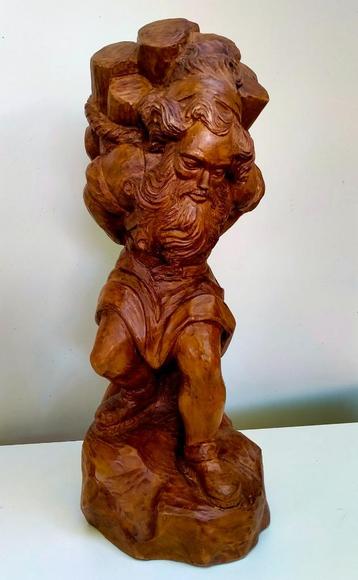 Hand gesneden Houten Beeld - Man / Houthakker - 46CM beschikbaar voor biedingen