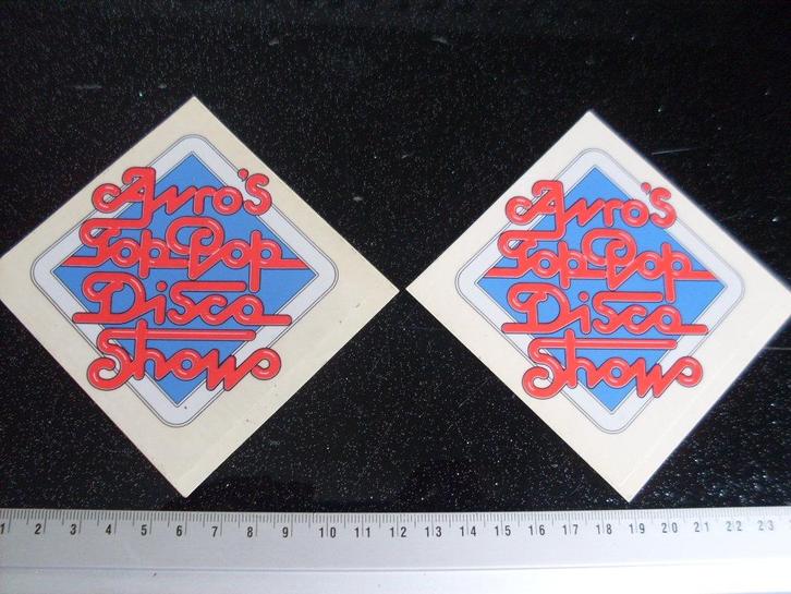 2x ruit sticker avro's toppop disco show logo top pop, Verzamelen, Stickers, Zo goed als nieuw, Film, Tv of Omroep, Verzenden