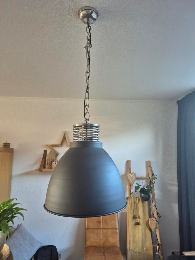 Industriële grijze hanglamp, Ophalen, Gebruikt, Metaal, Minder dan 50 cm