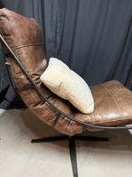 Stoere industriële buffel leren draai fauteuil, Ophalen of Verzenden, Zo goed als nieuw, 50 tot 75 cm, Leer