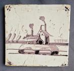 Antieke tegel met landschap, Ophalen of Verzenden