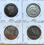 USA 4x 1/2 Dollar 1899/1964 netto 45 gram zilver, Ophalen of Verzenden, Noord-Amerika, Zilver