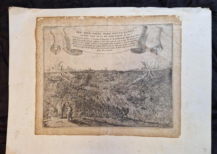 Historische gravure “Slag bij Duiveland” uit 1575, Antiek en Kunst, Kunst | Etsen en Gravures, Ophalen