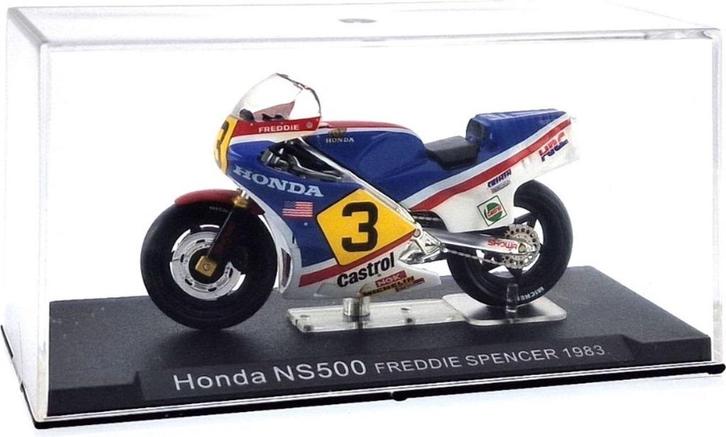 59982: Honda NS 500 - Freddie Spencer - 1983 - Atlas 1:24, Hobby en Vrije tijd, Modelauto's | 1:24, Zo goed als nieuw, Motor, Overige merken
