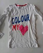 longshirt maat 110/116 wit met colour my hart (roze), Gebruikt, Europe Kids, Meisje, Ophalen of Verzenden
