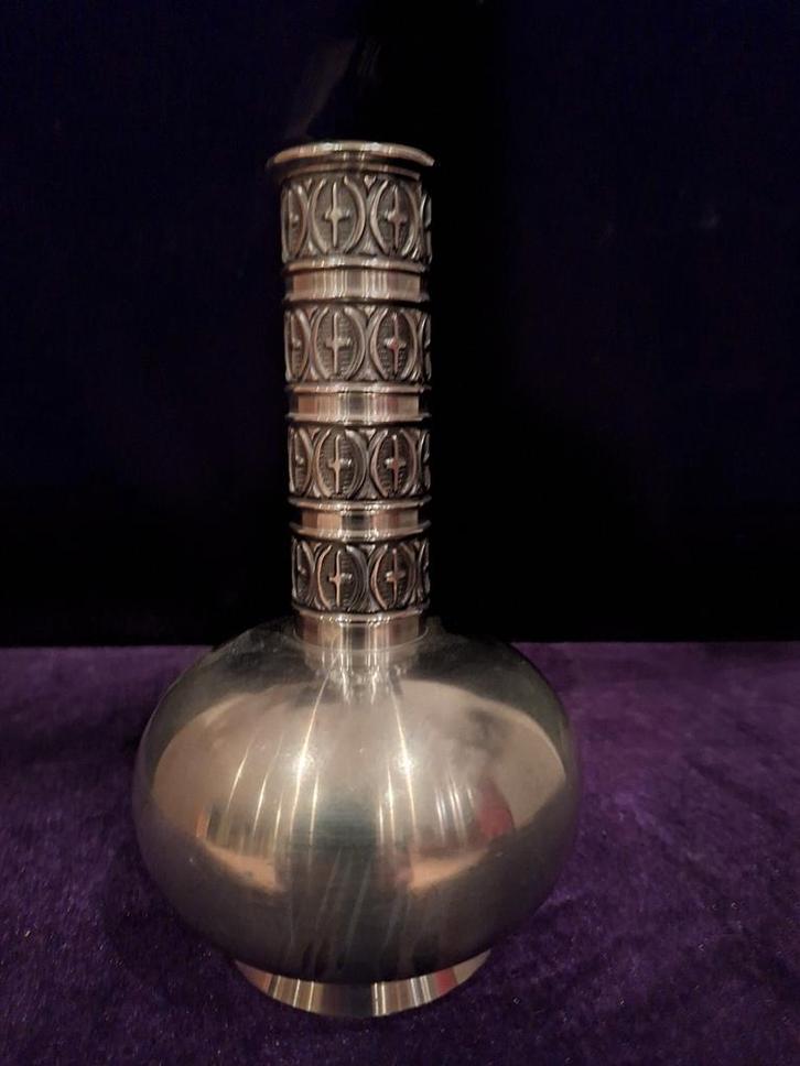 Vintage Haugrud Tinnen Vaas Noorwegen, Antiek en Kunst, Antiek | Vazen, Ophalen of Verzenden