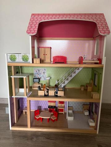 Poppenhuis - houten poppenhuis - hout - accessoires beschikbaar voor biedingen