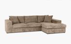 Hoekbank Ribstof Loungebank | Beige | Goede staat, Huis en Inrichting, Banken | Sofa's en Chaises Longues, Driepersoons, Zo goed als nieuw