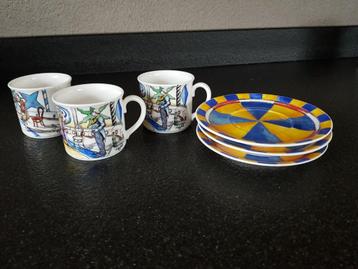 Villeroy en Boch Circus 3 kopjes en 3 schoteltjes beschikbaar voor biedingen