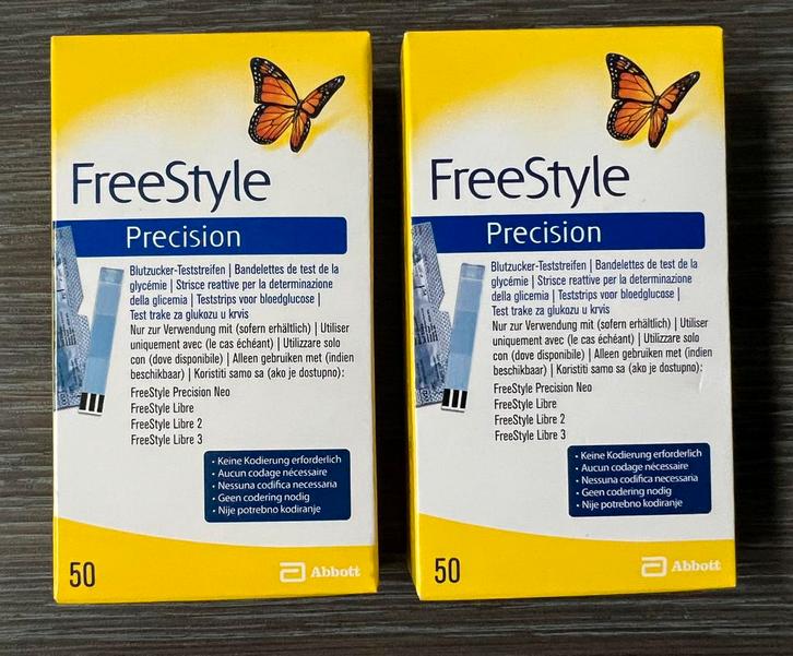 2 doosjes Freestyle Precision Glucose Teststrips (50 stuks), Diversen, Verpleegmiddelen, Nieuw, Ophalen of Verzenden