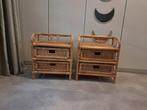 Vintage retro rotan bamboe nachtkastjes ladekastjes, Ophalen, Zo goed als nieuw, Minder dan 45 cm