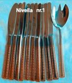 Nivella bestek relief gouden versieringen edelstaal rostfrei, Ophalen of Verzenden, Zo goed als nieuw, Rvs of Chroom