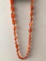 Ketting halfedelstenen lang vintage oranje bruin, Sieraden, Tassen en Uiterlijk, Kettingen, Ophalen of Verzenden, Gebruikt, Bruin