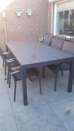 Tuin set .tafel 220 x 100 en 6 stoelen ., Ophalen, Zo goed als nieuw, Rechthoekig, Aluminium
