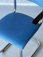 Tubax eetkamerstoel vintage sledestoel buisframe stoel blauw, Metaal, Gebruikt, Blauw, Vintage