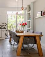 Massief Eiken Eettafel - 220x95cm, Huis en Inrichting, Tafels | Eettafels, Ophalen, Gebruikt, Eikenhout, 200 cm of meer