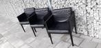 3 Arco Move zwart leren stoelen, Arnold Merckx, Huis en Inrichting, Drie, Gebruikt, Leer, Zwart