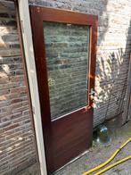 Hardhouten buitendeur inclusief kozijn met bovenlicht, Doe-het-zelf en Verbouw, Deuren en Horren, Ophalen, Gebruikt, 200 tot 215 cm