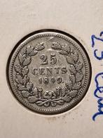 Zilveren 25 cent 1849 - Koning Willem II, Verzenden, Zilver, 25 cent, Losse munt