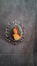 Vintage oude retro Sjaalring Sjaalclip met Portret, Gebruikt, Minder dan 4 cm, Ophalen of Verzenden, Zilver