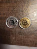 2x,zilver en goud kleurige bitcoins., Postzegels en Munten, Penningen en Medailles, Goud, Ophalen of Verzenden