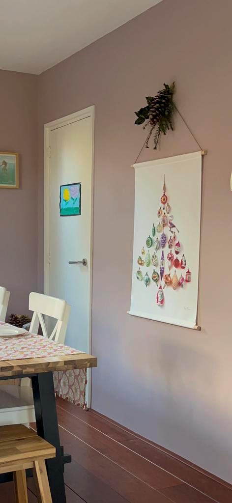 Tiny Trees / kerstballenboom wandkleed, Huis en Inrichting, Woonaccessoires | Wanddecoraties, Zo goed als nieuw, Ophalen