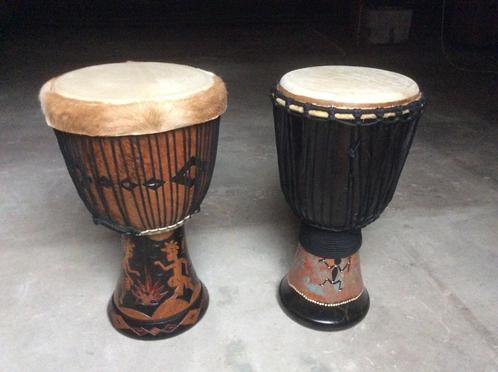 Djembe trommels 2 x en grote trom prof. handgem. instr., Muziek en Instrumenten, Percussie, Trommel, Ophalen of Verzenden