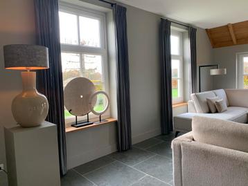 3 Sets Linnen Gordijnen Grijs/Taupe vlinderplooi landelijke beschikbaar voor biedingen