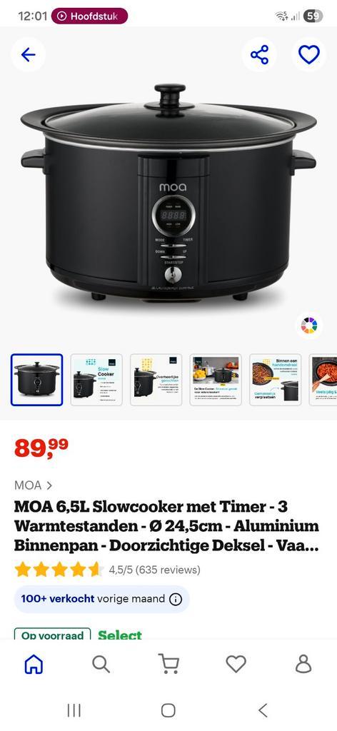 MOA Slowcooker 6.5L met Timer, Witgoed en Apparatuur, Slowcookers, Nieuw, Timer, Vaatwasmachinebestendig, Ophalen