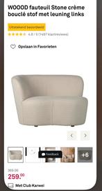 Stijlvolle bank WOOOD Karwei fauteuil boucle stof, Ophalen, Tweepersoons, 75 tot 100 cm, Zo goed als nieuw