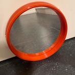 VINTAGE 70’s RONDE SPIEGEL ORANJE ROOD, Ophalen of Verzenden, Huis en Inrichting