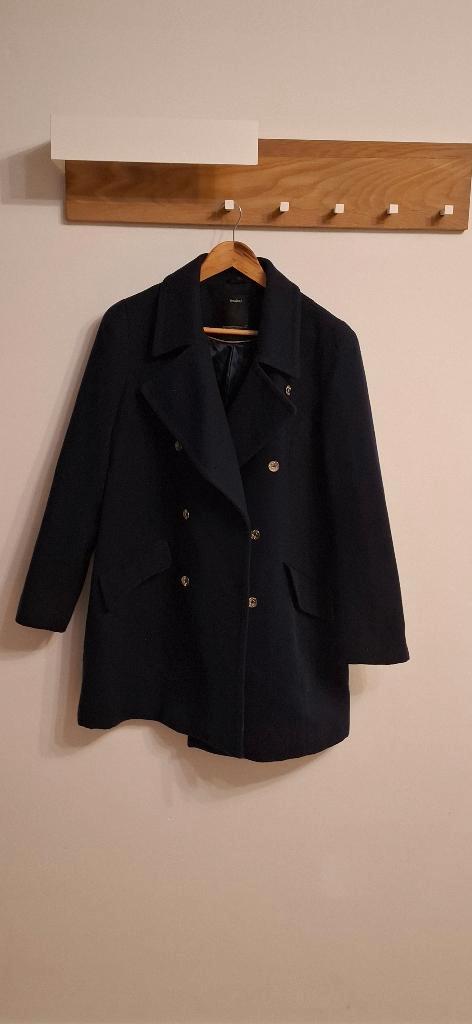 Donker blauwe dames mantel maat 44, Kleding | Dames, Jassen | Winter, Zo goed als nieuw, Maat 42/44 (L), Blauw, Ophalen