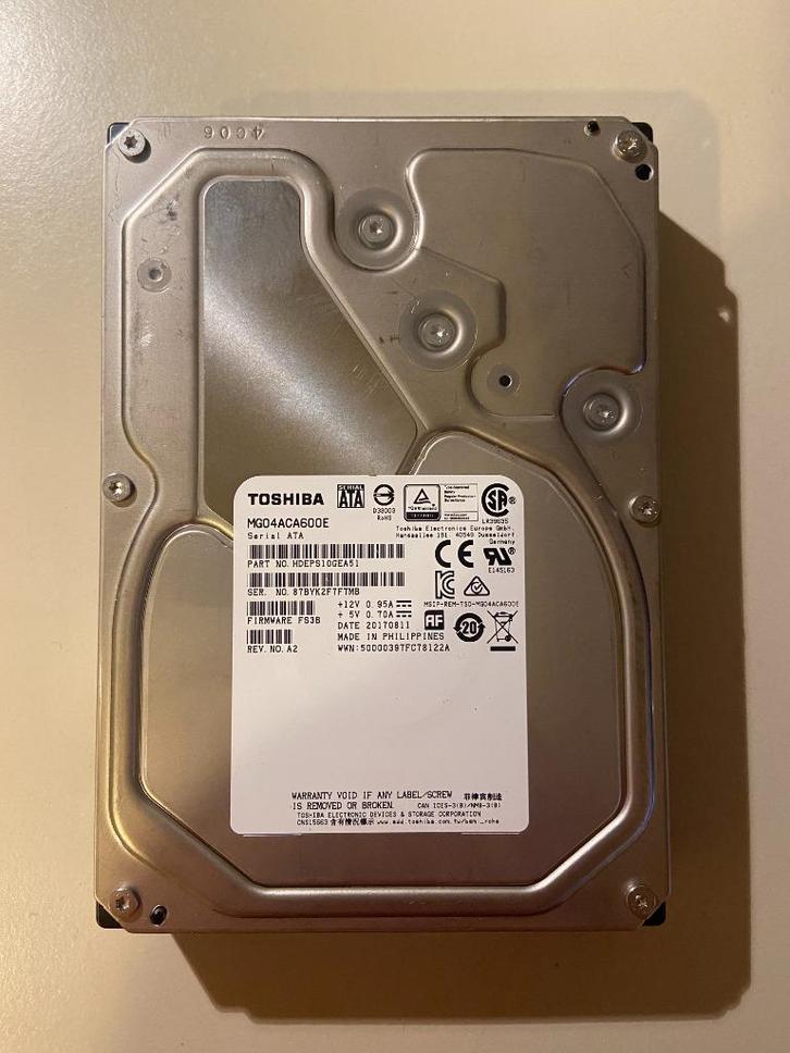 Toshiba 6tb NAS - Server HDD *MG04ACA600* meerdere stuks, Computers en Software, Harde schijven, Zo goed als nieuw, HDD, SATA